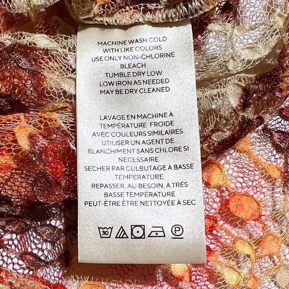 Free People NEW Crop Lace Top Floral Coral Tee Shirt Boho Festival Fairy Cottage - Picture 10 of 11